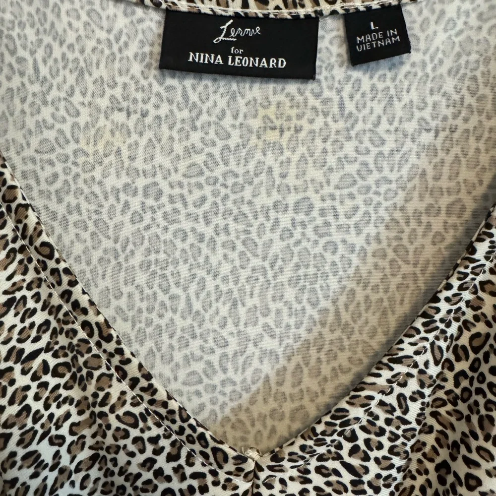 NINA LEONARD Leopard Print Beaded Medallion‎ Maxi Dress - Boho Chic